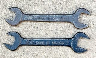 (2) 1920s - 30s Ford Script Ford Of Canada Open - End Wrenches Model T A V - 8 Fomoco