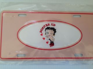 Betty Boop Metal License Plate.  " Pucker Up " 12 " X 6 "