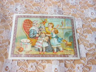 Victorian Christmas Card/elderly Lady Tempting Children With Toy/goodall