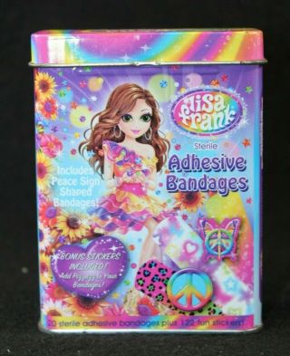 Lisa Frank Empty Tin For Adhesive Bandages & Stickers Empty