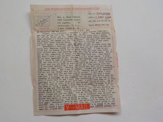 Wwii V - Mail Letter 1944 12th A F Combat Camera Unit Los Angeles California Ww2