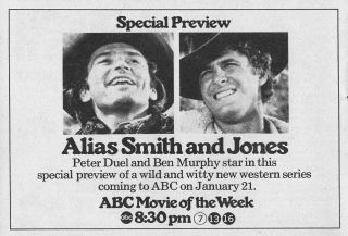 1971 Western Tv Ad Alias Smith & Jones Pete Duel & Ben Murphy Show