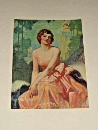 Vintage Glamour Art Deco Lady Print By Bradshaw Crandell Pink Dress