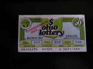 1974 Ohio Lottery Ticket Commemorative Issue First Week