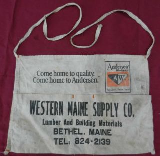 Vintage Western Maine Supply Co Lumber Canvas Nail Pouch Apron Bethel