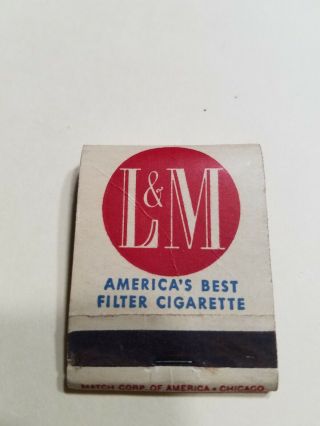 Vintage L&m Cigarettes Matchbook W Matches