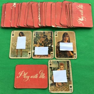 Old Vintage Play With Me Wide Playing Cards Pin Up Glamour Girls Nudes 41/52