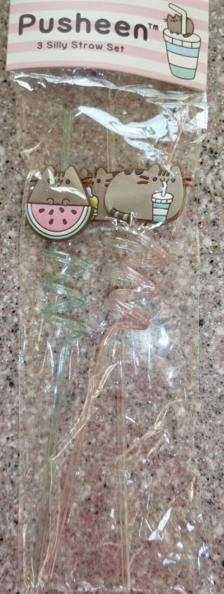 Pusheen The Cat,  2017 Summer Box,  3 Silly Straw Set,  In Package