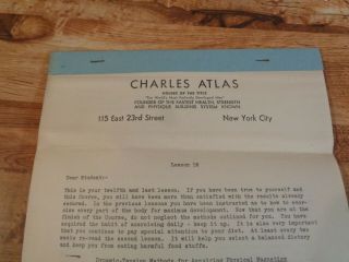 VINTAGE 1950 ' s Health and Strength by CHARLES ATLAS Lesson 12 (saQ) 2