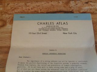 VINTAGE 1950 ' s Health and Strength by CHARLES ATLAS Lesson 4 (saQ) 2