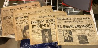 Jfk John F Kennedy Assassination Newspapers Springfield Mass.  Four Full