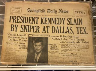 JFK John F Kennedy Assassination Newspapers Springfield Mass.  Four Full 3