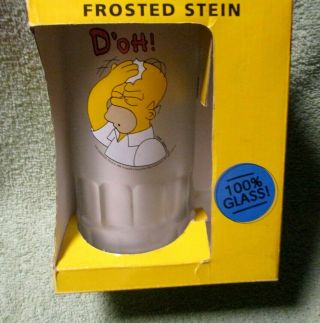 Homer Simpson 20 Oz Frosted Glass Beer Stein Mug D 