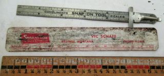 Vintage Snap - On 6 " Pocket Ruler,  Usa,  Clip Depth Gauge W/ Dealer Ruler
