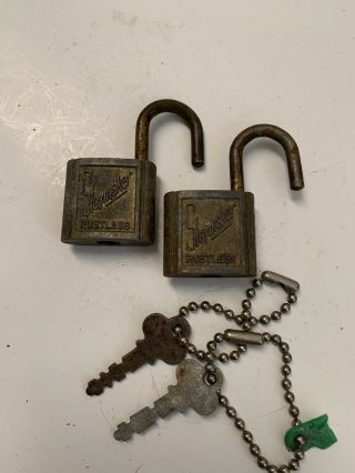 2 Old Slaymaker Rustless Lock With Key Padlock Collector Collectible