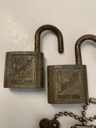 2 Old Slaymaker Rustless Lock with Key Padlock Collector Collectible 2