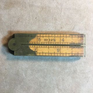 Old Folding Ruler,  Stanley No.  32 1/2 Wood And Brass