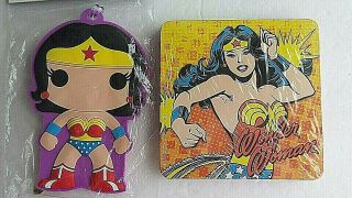 Wonder Woman Drink Coasters (6) & Luggage Tag