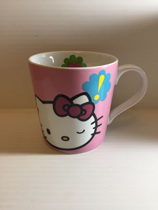 Hello Kitty Ceramic Coffee Mug Cup 1976 - 2014 Sanrio Co Ltd Winking Pink