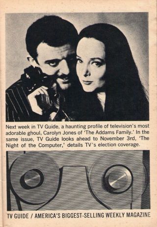 1964 Tv Guide Ad Addams Family Adorable Ghoul Carolyn Jones & John Astin Horror
