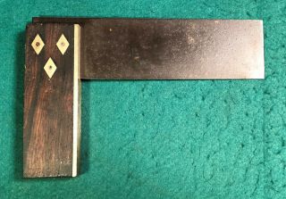 Vintage Wood / Brass & Steel 6 " Try - Square Made In England