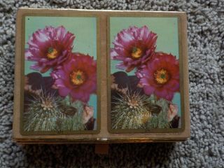 Vintage Congress Cel - U - Tone Double Decks Canasta Playing Cards Floral Cactus
