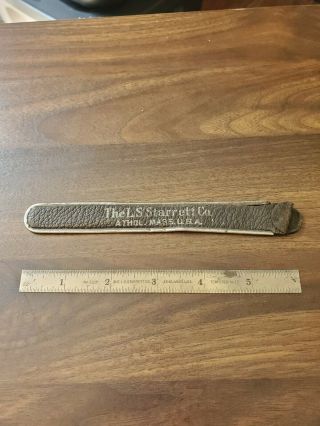 Vintage L.  S.  Starrett Athol Ma Metal Ruler In Leather Pouch