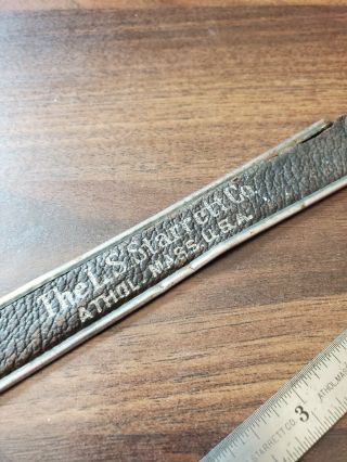 VINTAGE L.  S.  STARRETT ATHOL MA METAL RULER IN LEATHER POUCH 2