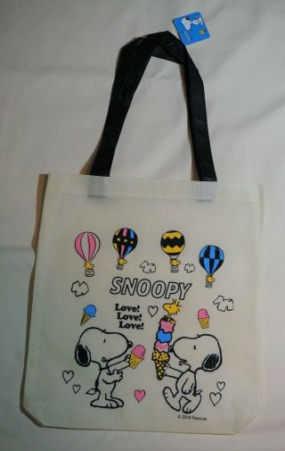 Japan Authentic Peanuts @2019 Snoopy Ice - Cream Non Woven Tote Bag 14 " X 14 "