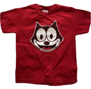 Felix The Cat Youth Small Red Cat Head T - Shirt Kids Boys Or Girls