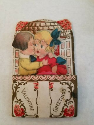 1919 Valentine Card Of Boy Kissing Girl -