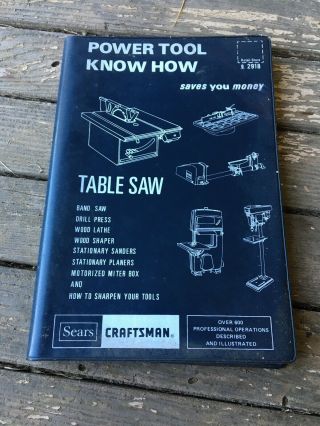 Vintage Sears Craftsman Power Tool Table Saw Know How Book
