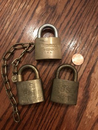 Vintage Locks.  Set Of Three.  No Keys
