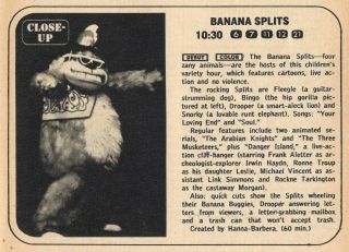 1968 Tv Ad Debut Of The Banana Splits Kids Show Bingo Shown