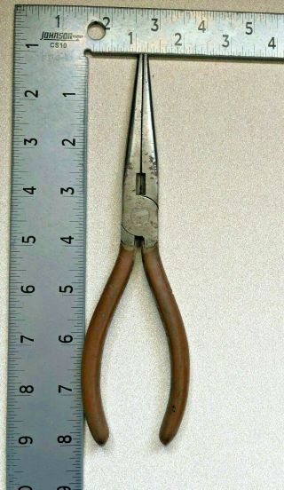 Vintage 8 " Needle Nose Pliers Made In Sheffield England Brown Insulated Handles