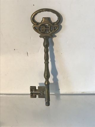 Vintage Large Brass Skeleton Key 8 1/2” Long