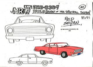 Mr.  T Cartoon Production Hand Painted Red Sedan Model Cel Ruby - Spears 1983