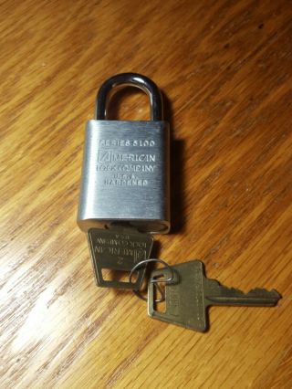 Vintage American Lock Company Series 5100 Padlock Lock With Keys