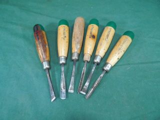 Vintage Millers Falls Carving Chisel Set @ 6 Good User Chisels Antique Tool