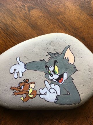 Hand Painted Rock Cartoon Characters Tom & Jerry