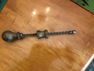 Vintage Small 9.  25 Inch Brass Push Drill Tool Antique
