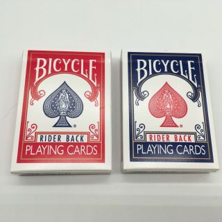 2 Decks Bicycle Rider Back 808 Standard Poker Playing Cards Red & Blue Pre - Owned