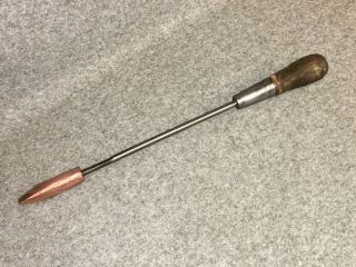Vintage Antique Copper Head Soldering Iron With Wood Handle - Length - 16 "