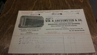1890 Philadelphia Pennsylvania Billhead Wm H Grevemeyer & Co Booksellers