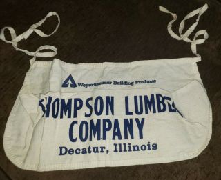 Vintage Nos Carpenters Nail Apron,  Thompson Lumber Supply In Decatur,  Il.