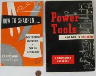 2 Sears Craftsman Woodworking Books Power Tools 1955 How To Sharpen 1960