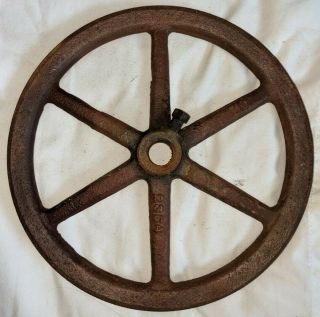 Antique Vintage 9 " Steel / Cast Iron Farm Barn Pulley Wheel 5/8 " Belt Steampunk