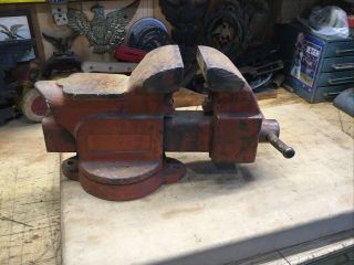 Vintage Bench Top Vise With Pipe Jaws And Anvil Heavy Duty 3 - 3/4” Jaws