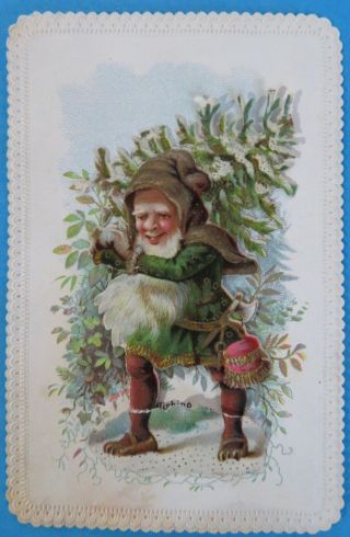 1874 Victorian Goodall Santa Tree Year Card