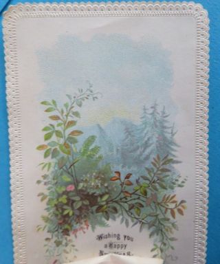 1874 Victorian GOODALL Santa Tree Year Card 2
